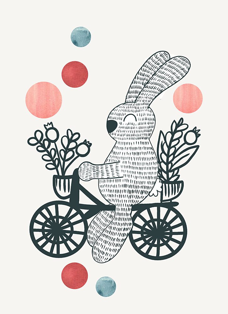 Whimsical Bunny Ride art print by Bainai for $57.95 CAD