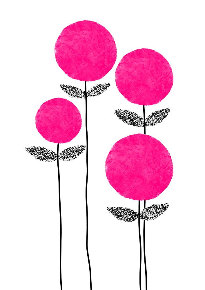 Playful Pink Flowers art print by Bainai for $57.95 CAD