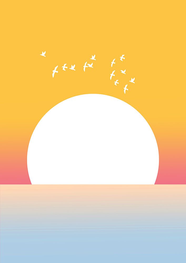 Serene Ocean Sunset Birds art print by Bainai for $57.95 CAD
