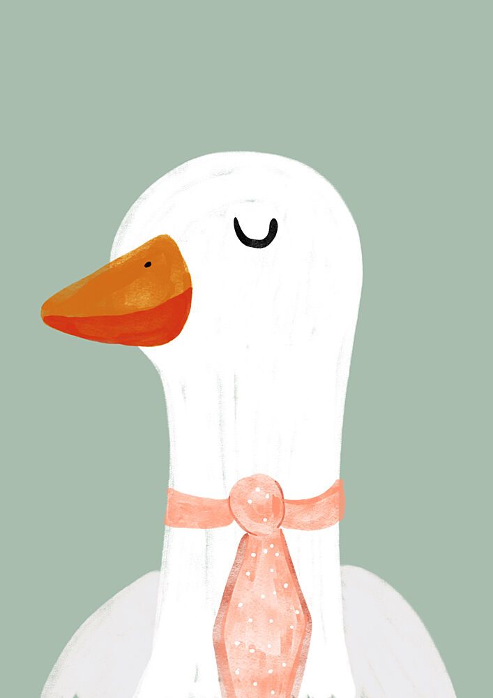 Goose with a Pink Tie art print by Bainai for $57.95 CAD