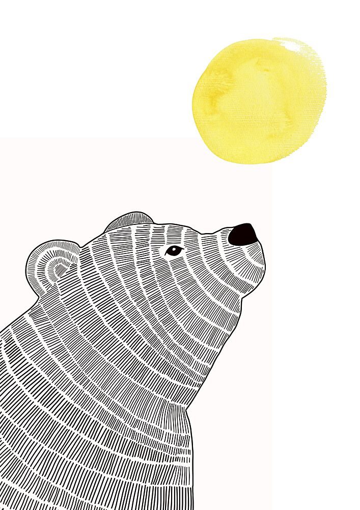 Bear Gazing at Sun art print by Bainai for $57.95 CAD