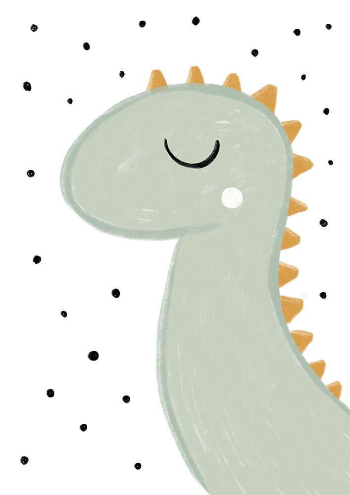 Sleepy Green Dinosaur art print by Bainai for $57.95 CAD