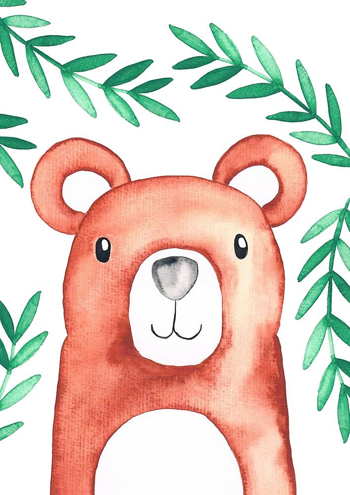 Cute Watercolor Bear art print by Bainai for $57.95 CAD