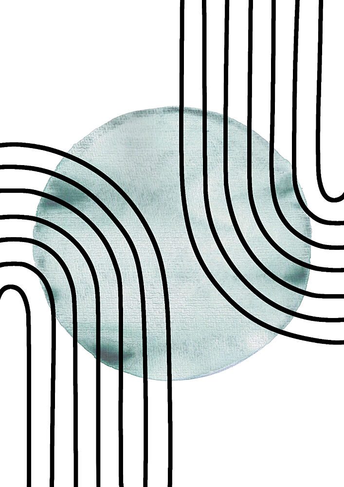 Abstract Teal Arcs art print by Bainai for $57.95 CAD
