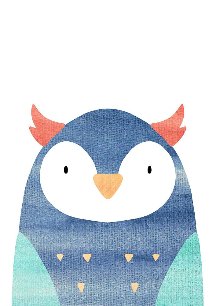 Friendly Blue Owl art print by Bainai for $57.95 CAD