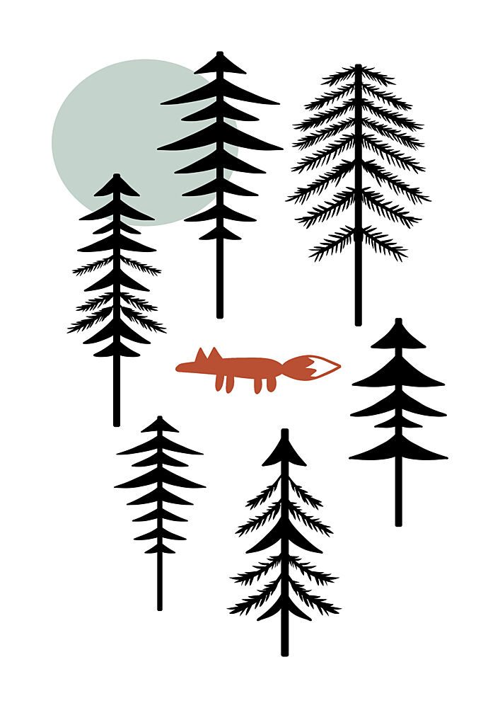 Minimalist Woodland Fox art print by Bainai for $57.95 CAD