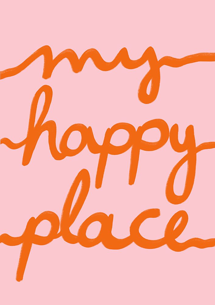 My Happy Place Script art print by Bainai for $57.95 CAD