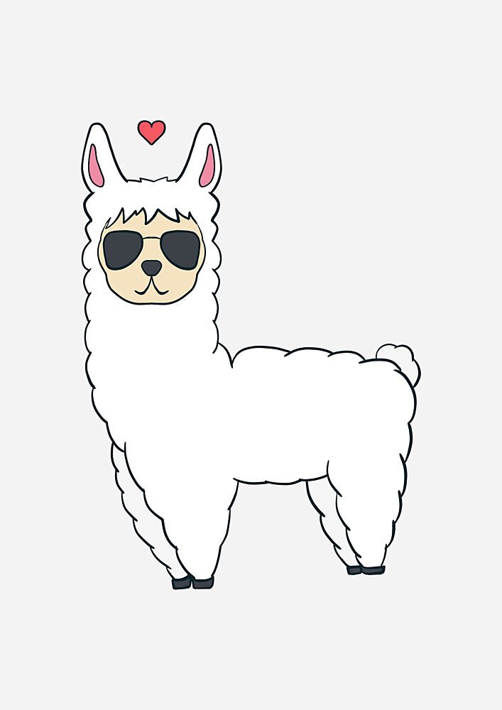 Cool Llama Heart art print by Bainai for $57.95 CAD