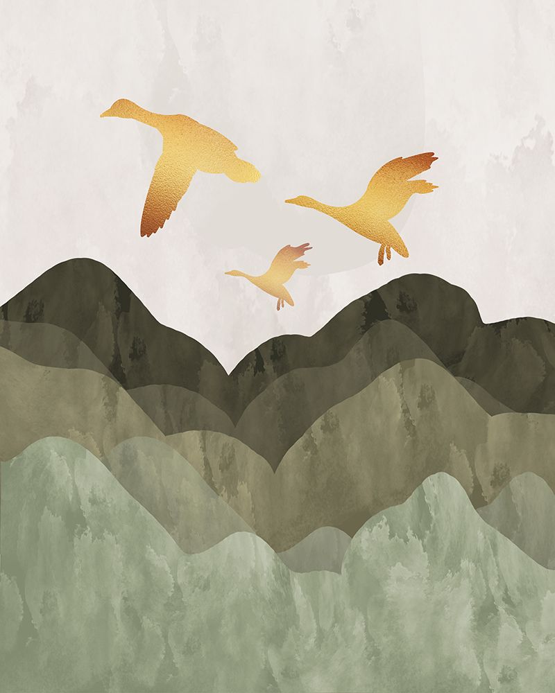Golden Geese Fly art print by Sannel Larson for $57.95 CAD