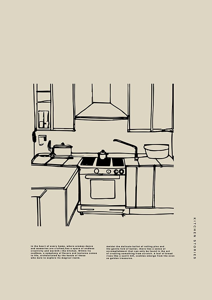 Cozy Kitchen Sketch art print by Treechild for $57.95 CAD
