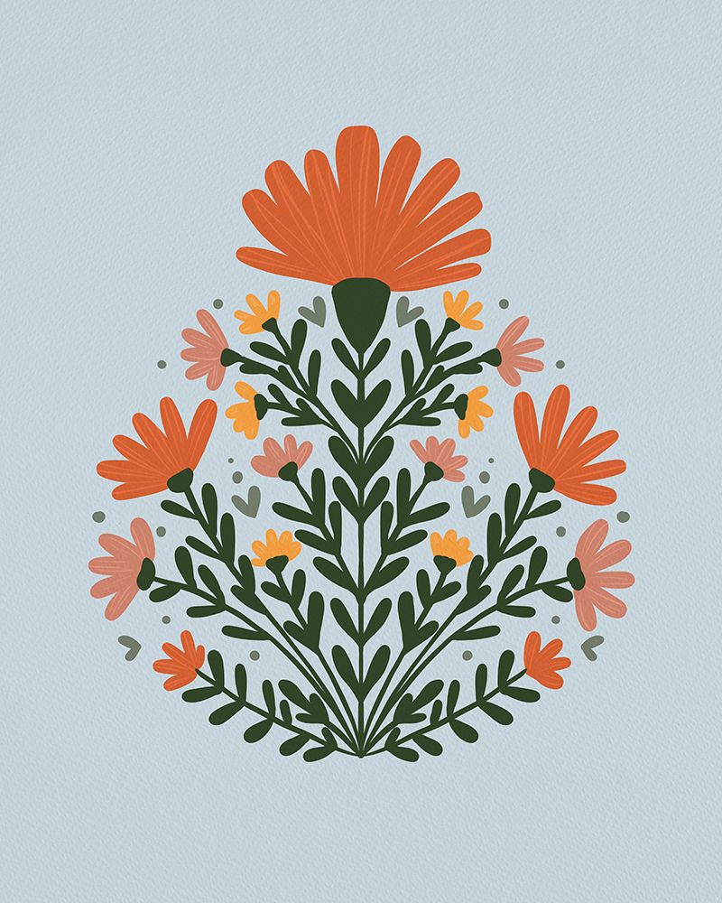 Symmetrical Orange and Yellow Flowers art print by Angela Minca for $57.95 CAD