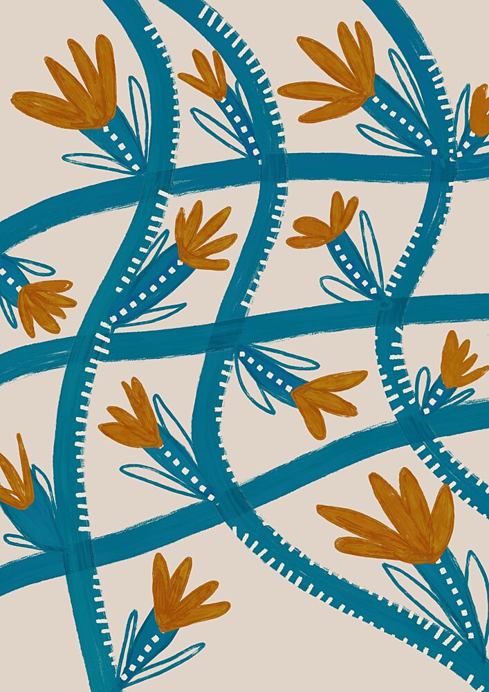 Organic Teal Blooms art print by Susana Costa for $57.95 CAD