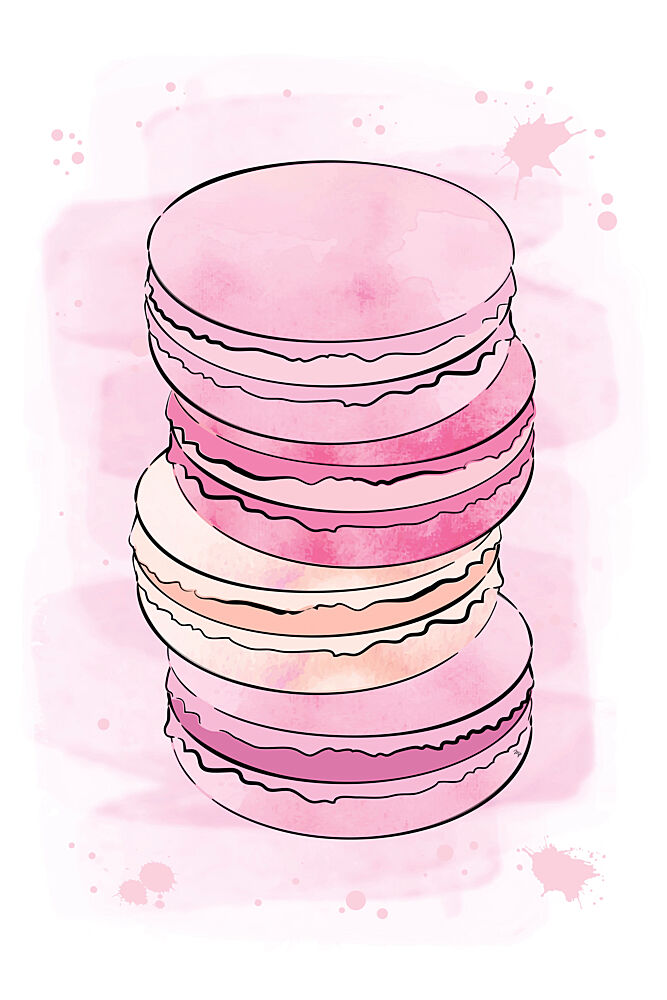 Sweet Watercolor Macarons art print by Martina for $57.95 CAD