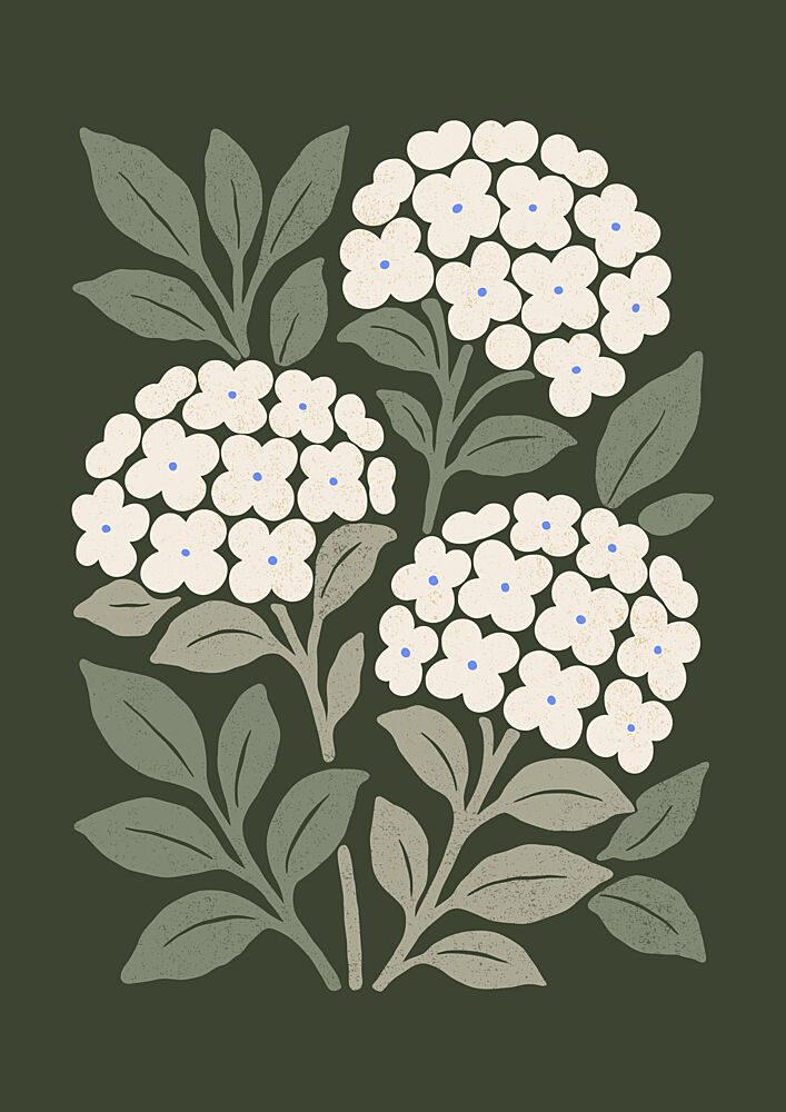Abstract Green Hydrangea art print by Katarzyna Gasiorowska for $57.95 CAD
