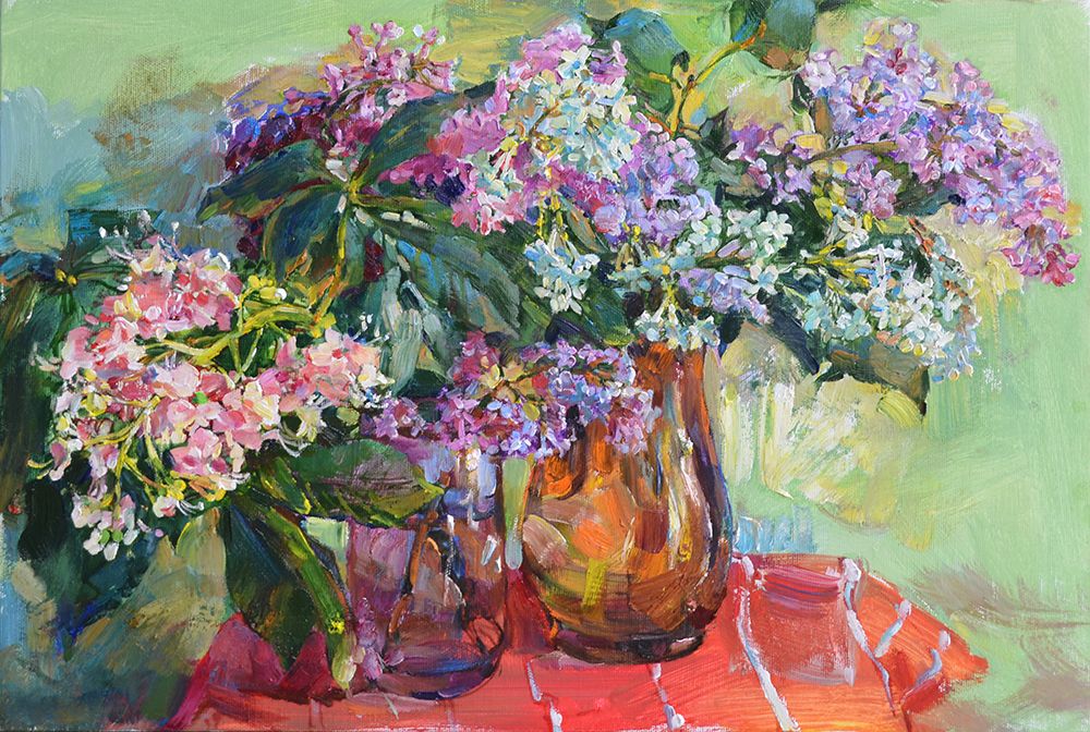 Lilac and chestnut flowers art print by Andrii Kutsachenko for $57.95 CAD