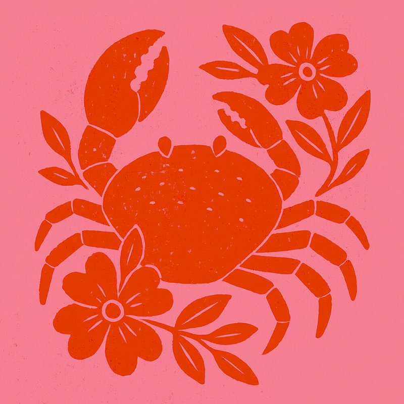 Crab and Flowers art print by Treechild for $57.95 CAD