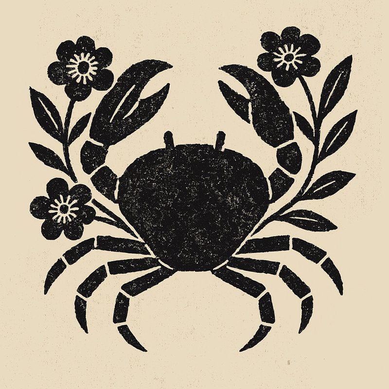Crab and Flowers No 02 art print by Treechild for $57.95 CAD
