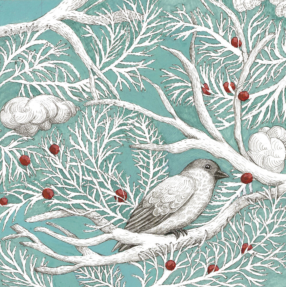 Peaceful Winter Bird art print by Paulina Varregn for $57.95 CAD