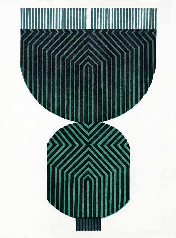Teal Geometric Abstraction art print by Paulina Varregn for $57.95 CAD