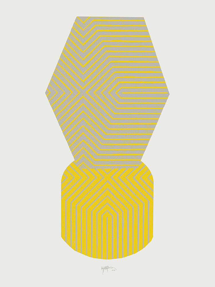 Yellow Gray Geometry art print by Paulina Varregn for $57.95 CAD