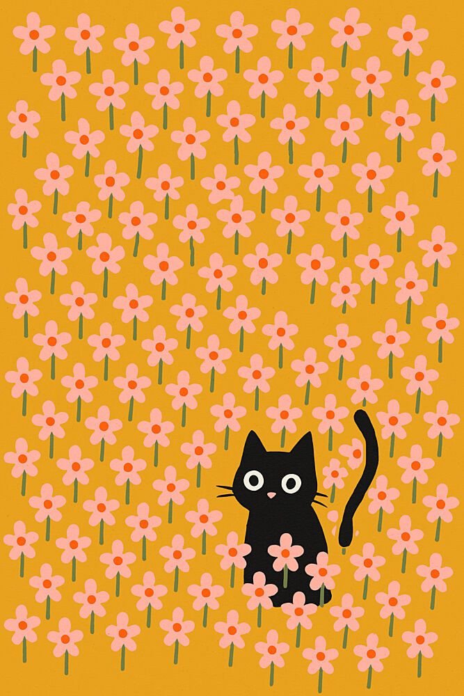 Playful Floral Cat art print by Treechild for $57.95 CAD