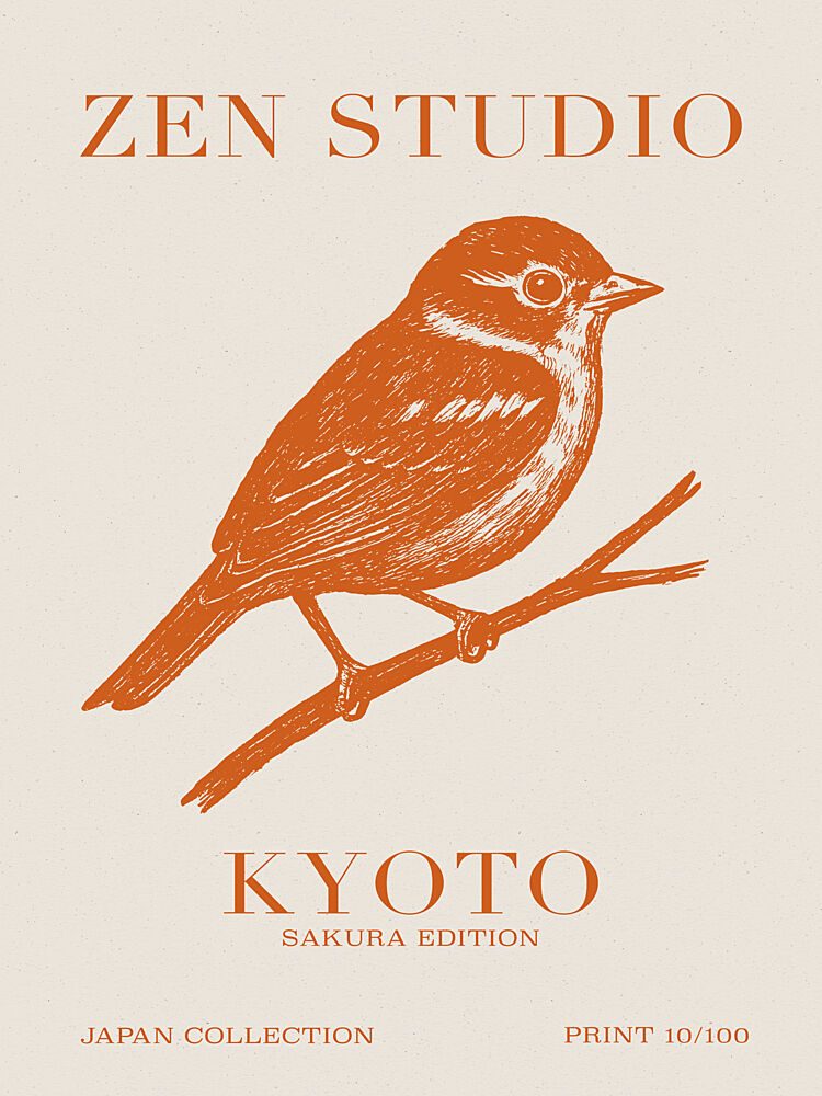 Kyoto Sparrow Scene art print by Treechild for $57.95 CAD