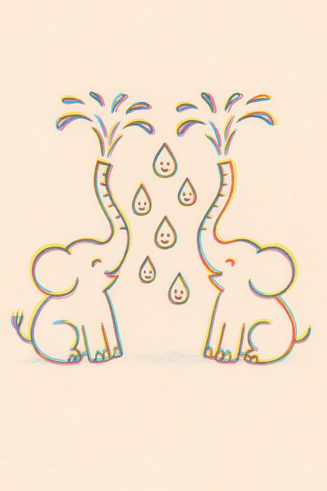 Elephant Splash Joy art print by Treechild for $57.95 CAD