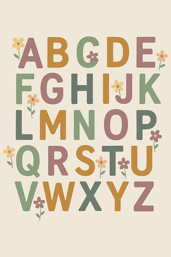 Floral Alphabet Joy art print by Treechild for $57.95 CAD