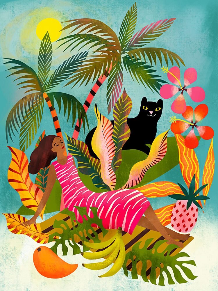 Tropical Woman Panther art print by Uta Krogmann for $57.95 CAD