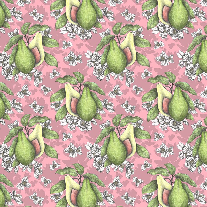 Green Pears Pink Bloom art print by Cecilia Battaini for $57.95 CAD