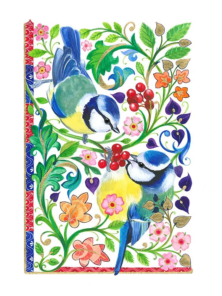Blue Tits and Berries art print by Isabelle Brent for $57.95 CAD