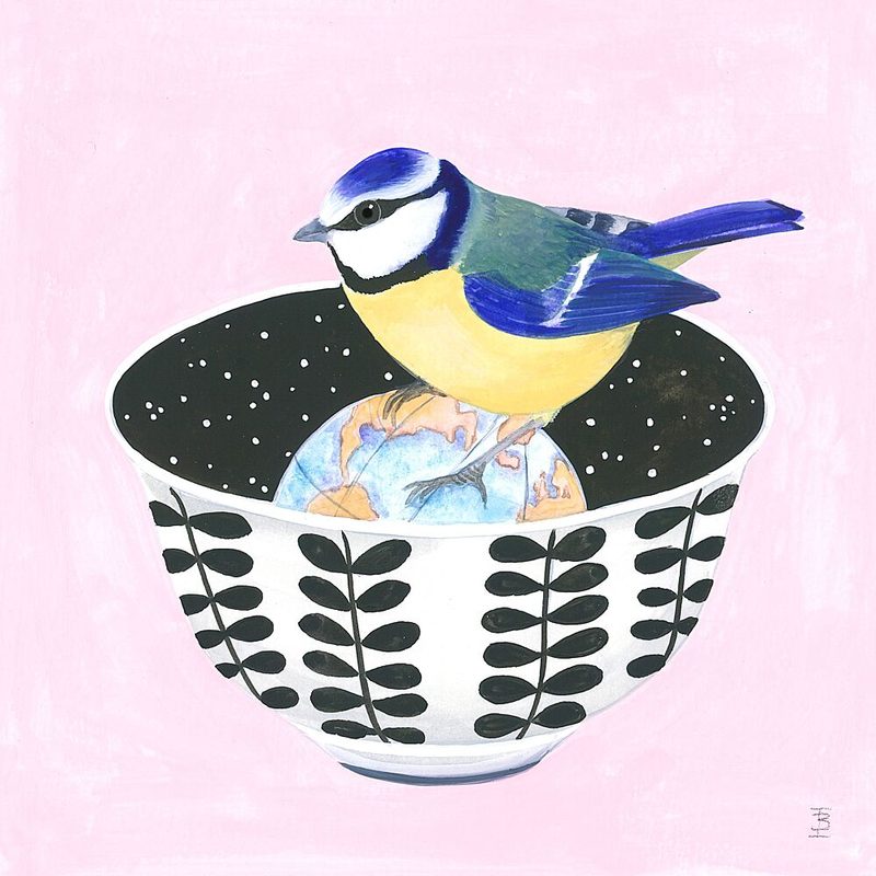 Blue Tit and Bowl art print by Isabelle Brent for $57.95 CAD