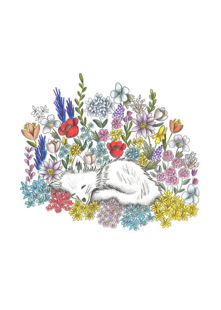 Peaceful Floral Fox art print by Cecilia Battaini for $57.95 CAD