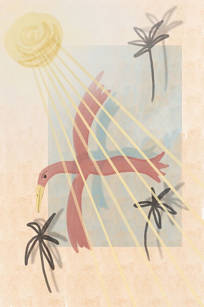 Tropical Flamingo Sun art print by Mela Patterns for $57.95 CAD