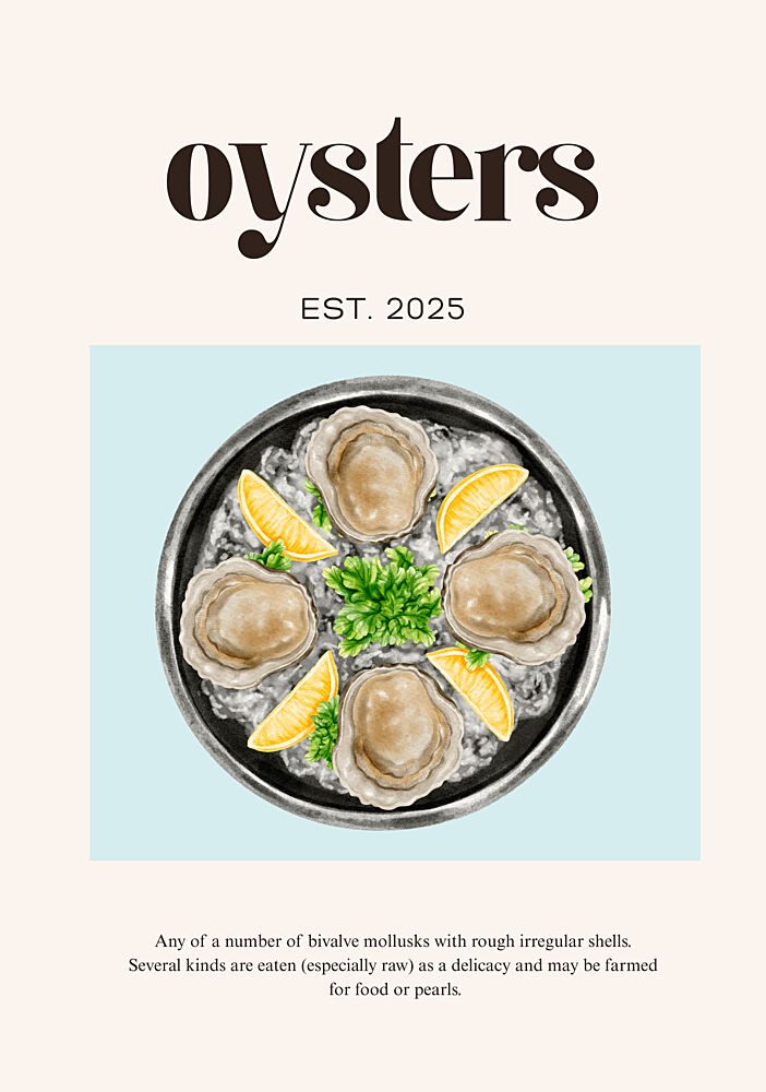 Fresh Oysters Platter art print by Elizabeth C for $57.95 CAD