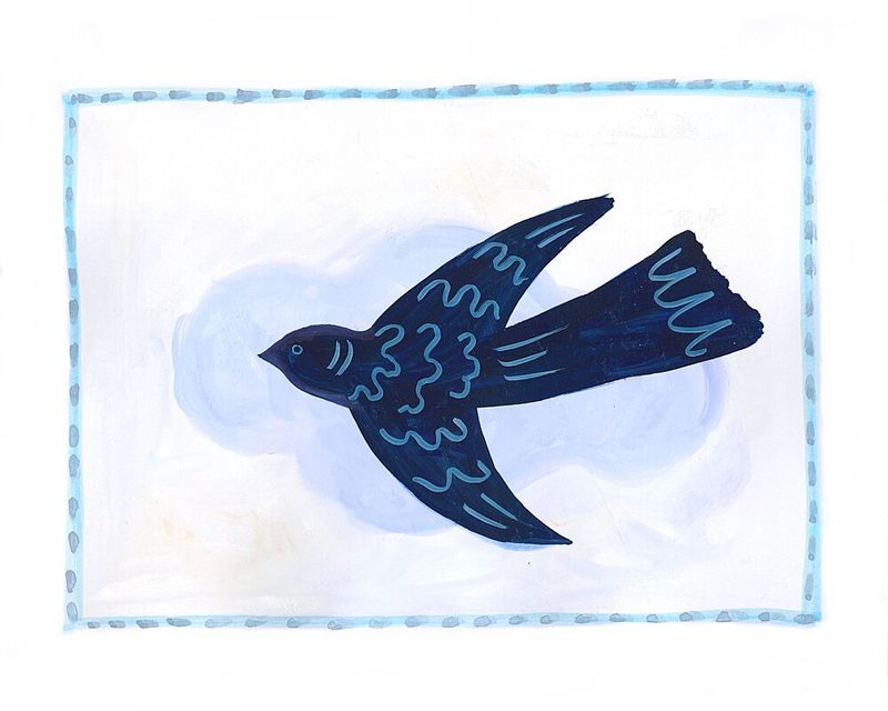 Blue Patterned Bird art print by Isabelle Brent for $57.95 CAD