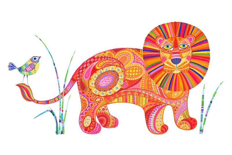 Patterned Lion art print by Isabelle Brent for $57.95 CAD