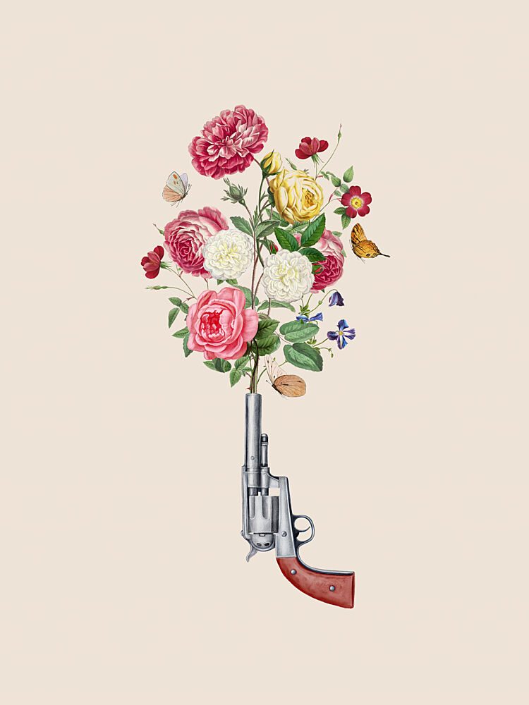 Gun of Flowers art print by Dotz and Cats for $57.95 CAD