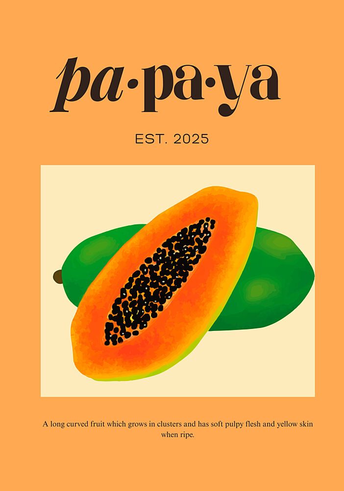 Vibrant Papaya Fruit art print by Elizabeth C for $57.95 CAD