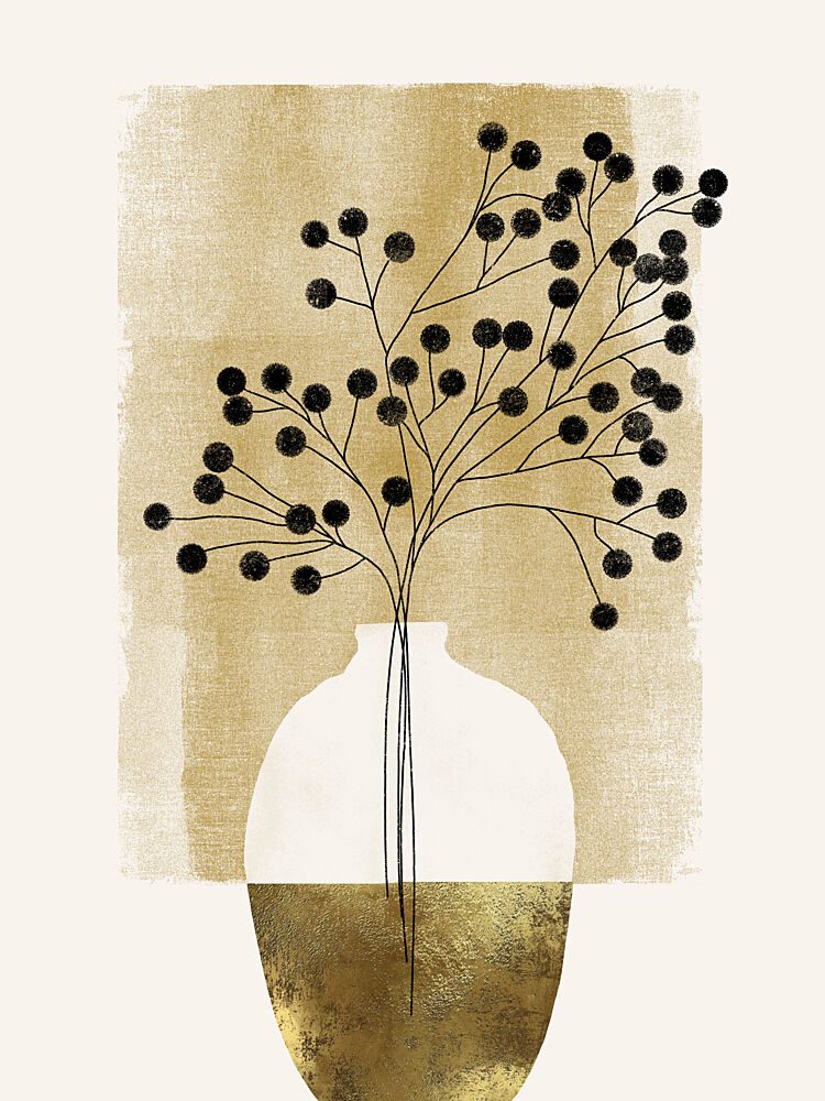 Black Berries Gold Vase art print by Dotz and Cats for $57.95 CAD