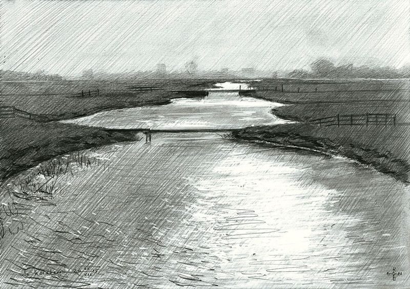 Quiet River Landscape Sketch art print by Corne Akkers for $57.95 CAD