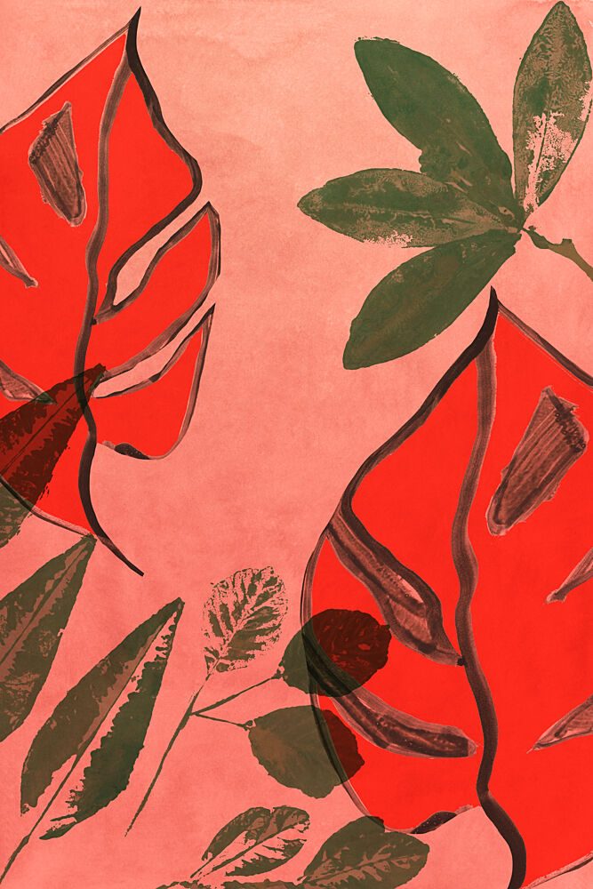 Coral Tropical Leaves art print by Cartissi for $57.95 CAD