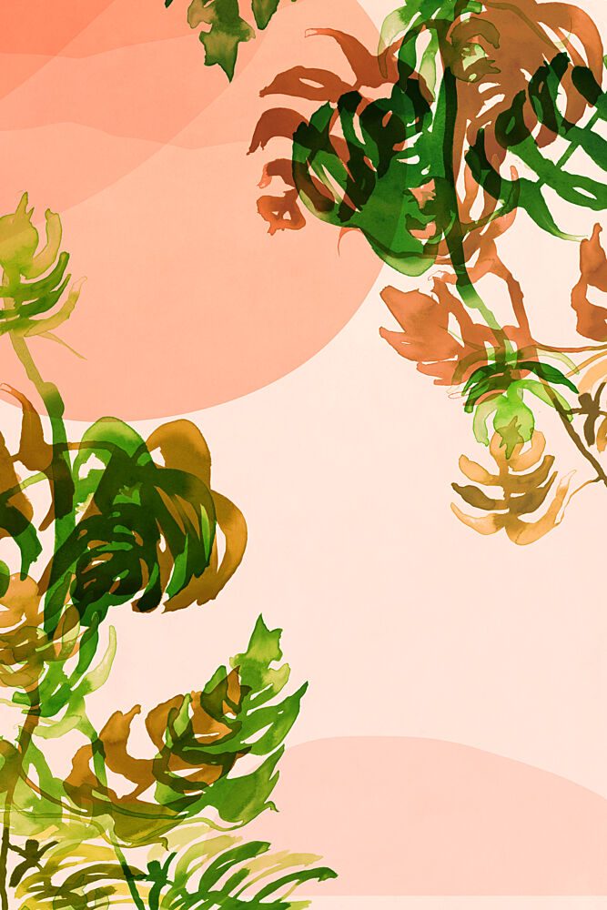 Soft Tropical Leaves Abstract art print by Cartissi for $57.95 CAD