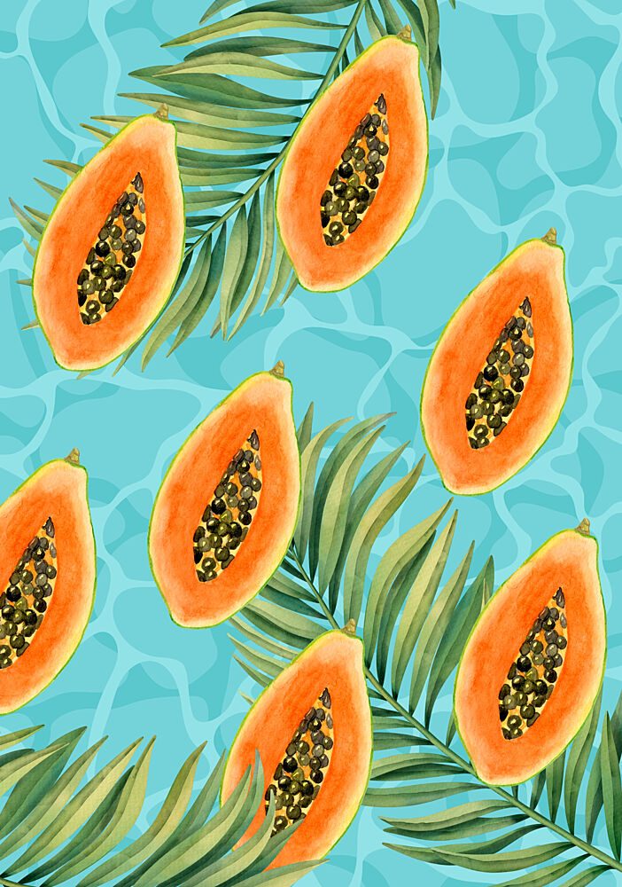 Tropical Papaya Pattern art print by Elizabeth C for $57.95 CAD