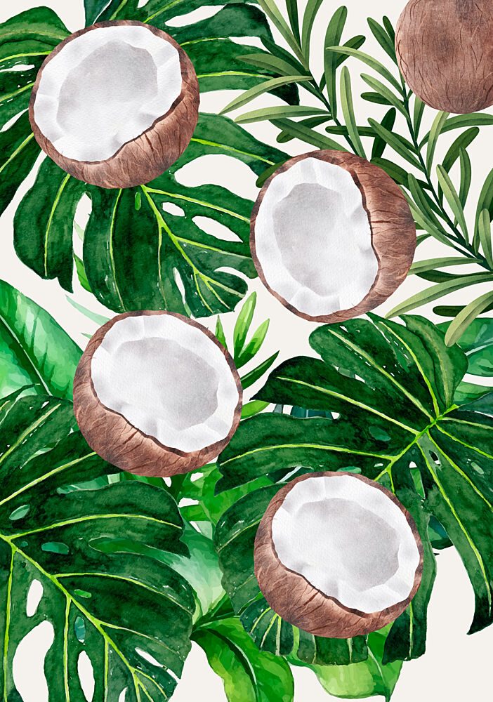 Tropical Coconuts and Leaves art print by Elizabeth C for $57.95 CAD