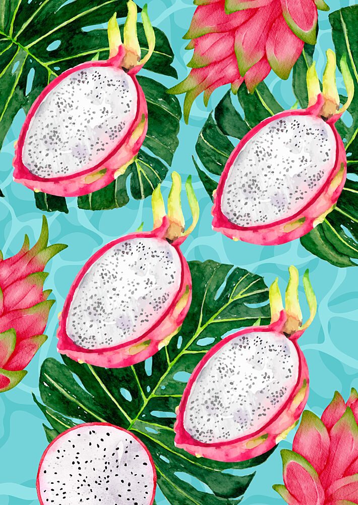 Vibrant Dragon Fruit Pattern art print by Elizabeth C for $57.95 CAD