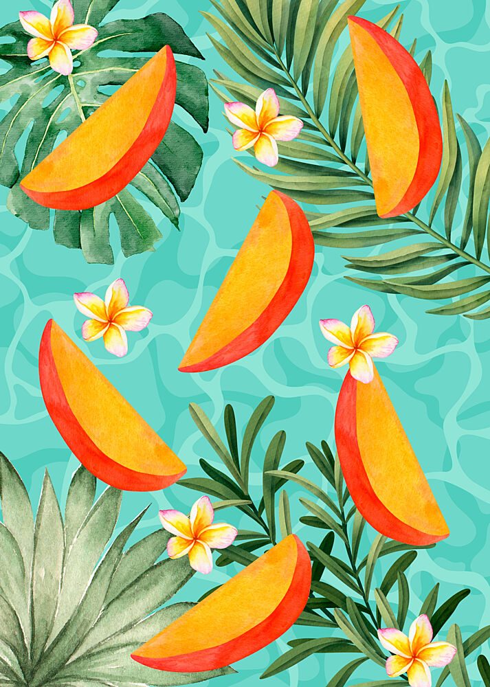 Floating Tropical Mangoes art print by Elizabeth C for $57.95 CAD