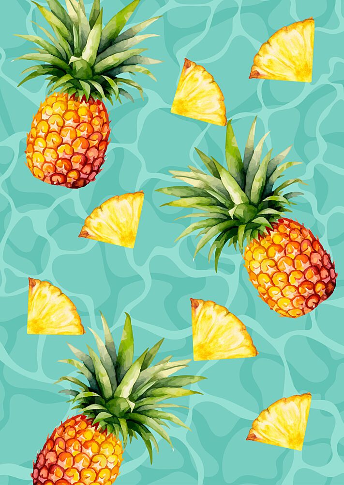 Tropical Aqua Pineapples art print by Elizabeth C for $57.95 CAD