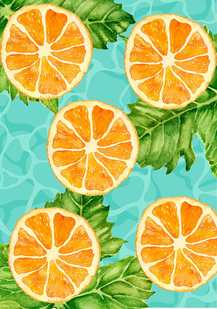 Floating Orange Slices art print by Elizabeth C for $57.95 CAD