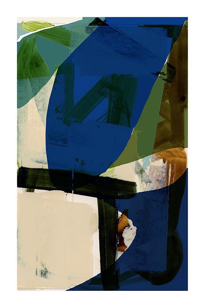 Modern Blue Green Shapes art print by Cartissi for $57.95 CAD